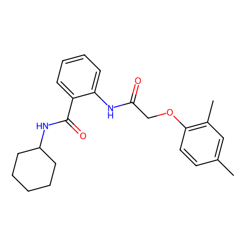 N-cyclohexyl-2-{[(2,4-dimethylphenoxy)acetyl]amino}benzamide structure