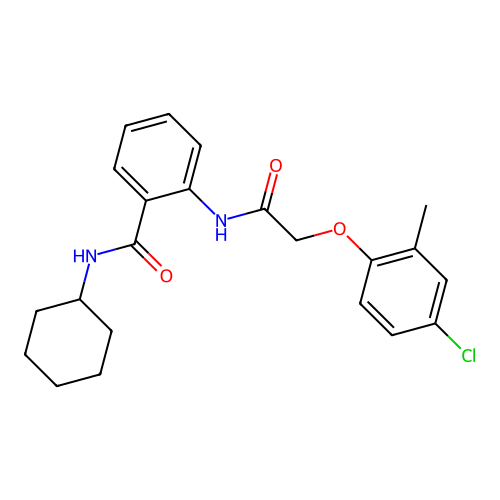 2-{[(4-chloro-2-methylphenoxy)acetyl]amino}-N-cyclohexylbenzamide structure