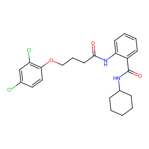 N-cyclohexyl-2-{[4-(2,4-dichlorophenoxy)butanoyl]amino}benzamide structure