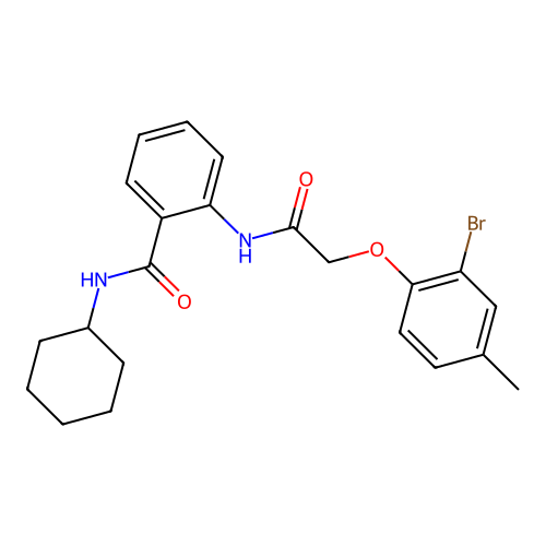 2-{[(2-bromo-4-methylphenoxy)acetyl]amino}-N-cyclohexylbenzamide structure