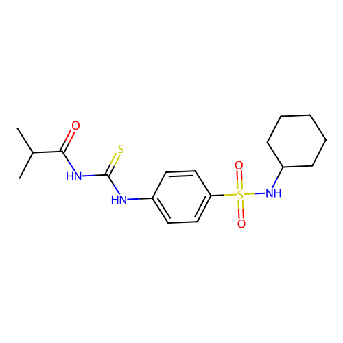 N-cyclohexyl-4-{[(isobutyrylamino)carbothioyl]amino}benzenesulfonamide structure
