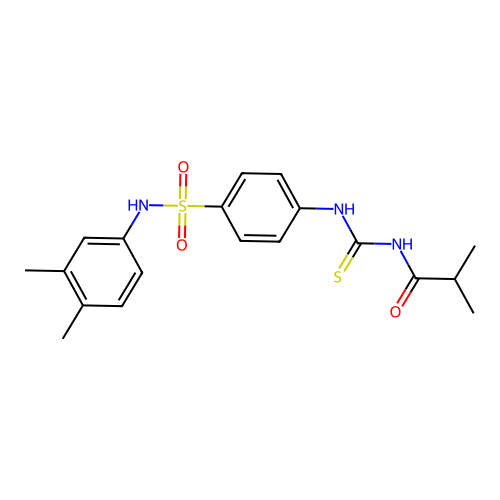 N-(3,4-dimethylphenyl)-4-{[(isobutyrylamino)carbothioyl]amino}benzenesulfonamide structure