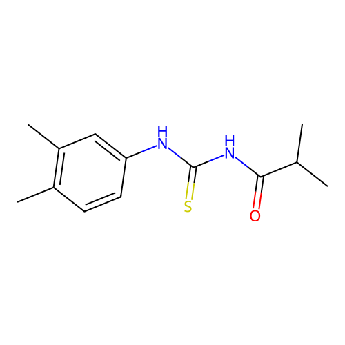 N-[(3,4-dimethylphenyl)carbamothioyl]-2-methylpropanamide structure