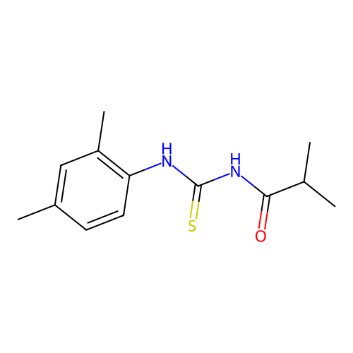 N-[(2,4-dimethylphenyl)carbamothioyl]-2-methylpropanamide structure
