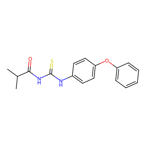 2-methyl-N-[(4-phenoxyphenyl)carbamothioyl]propanamide structure