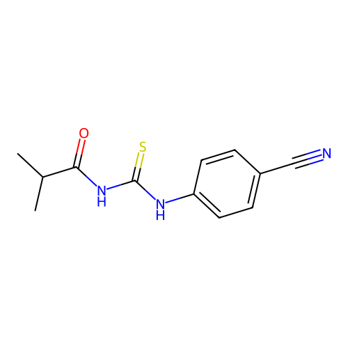 N-[(4-cyanophenyl)carbamothioyl]-2-methylpropanamide structure