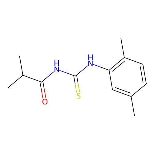 N-[(2,5-dimethylphenyl)carbamothioyl]-2-methylpropanamide structure
