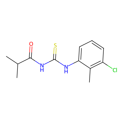 N-(3-chloro-2-methylphenyl)-N'-isobutyrylthiourea structure
