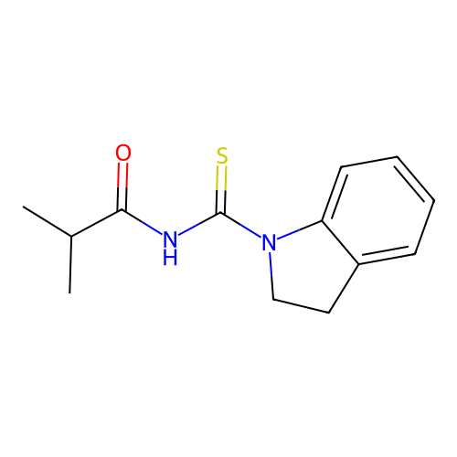 N-(2,3-dihydro-1H-indol-1-ylcarbothioyl)-2-methylpropanamide structure