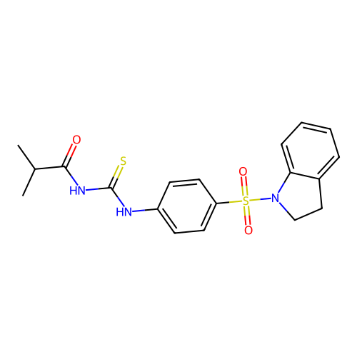 N-[[4-(2,3-dihydroindol-1-ylsulfonyl)phenyl]carbamothioyl]-2-methylpropanamide structure