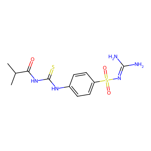 N-{[4-(carbamimidoylsulfamoyl)phenyl]carbamothioyl}-2-methylpropanamide structure