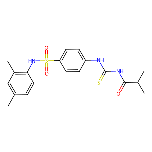 N-(2,4-dimethylphenyl)-4-{[(isobutyrylamino)carbothioyl]amino}benzenesulfonamide structure