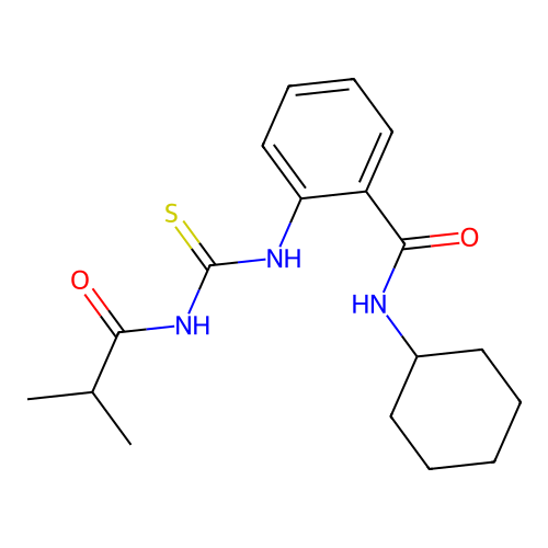 N-cyclohexyl-2-{[(isobutyrylamino)carbothioyl]amino}benzamide structure