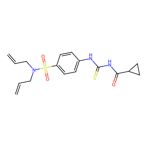 N,N-diallyl-4-({[(cyclopropylcarbonyl)amino]carbothioyl}amino)benzenesulfonamide structure