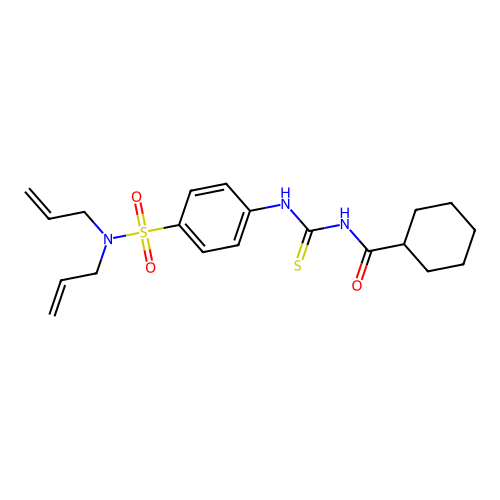 N,N-diallyl-4-({[(cyclohexylcarbonyl)amino]carbothioyl}amino)benzenesulfonamide structure