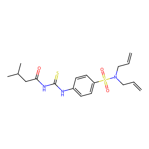 N,N-diallyl-4-({[(3-methylbutanoyl)amino]carbothioyl}amino)benzenesulfonamide structure