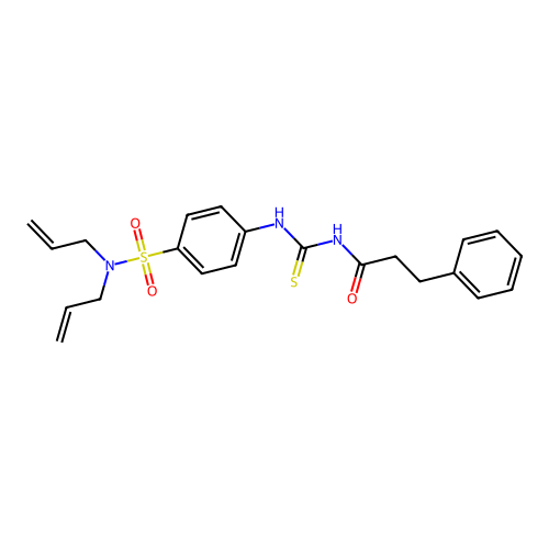 N,N-diallyl-4-({[(3-phenylpropanoyl)amino]carbothioyl}amino)benzenesulfonamide structure