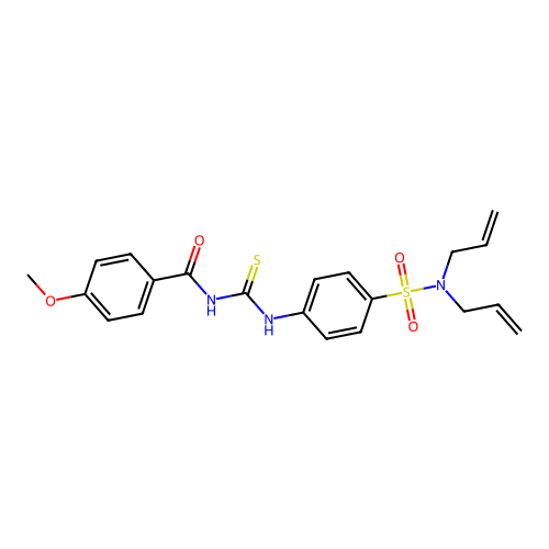 N,N-diallyl-4-({[(4-methoxybenzoyl)amino]carbothioyl}amino)benzenesulfonamide structure