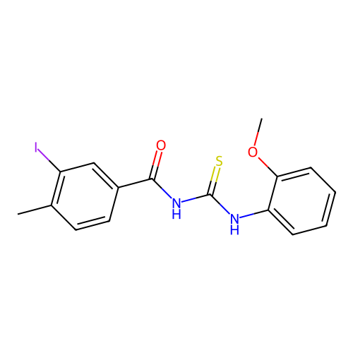 3-iodo-N-[(2-methoxyphenyl)carbamothioyl]-4-methylbenzamide structure