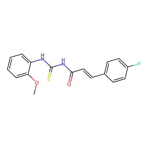 N-[3-(4-fluorophenyl)acryloyl]-N'-(2-methoxyphenyl)thiourea structure