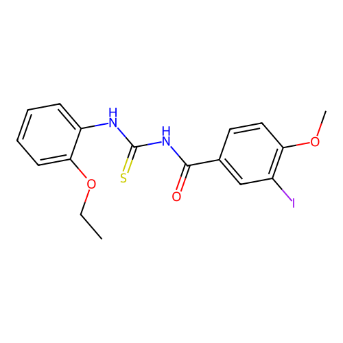 N-[(2-ethoxyphenyl)carbamothioyl]-3-iodo-4-methoxybenzamide structure
