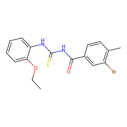 3-bromo-N-[(2-ethoxyphenyl)carbamothioyl]-4-methylbenzamide structure