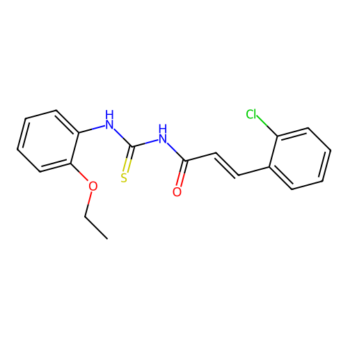 N-[3-(2-chlorophenyl)acryloyl]-N'-(2-ethoxyphenyl)thiourea structure