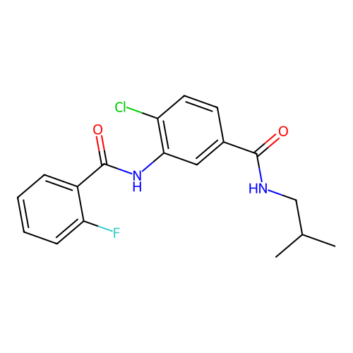 4-chloro-3-[(2-fluorobenzoyl)amino]-N-isobutylbenzamide structure