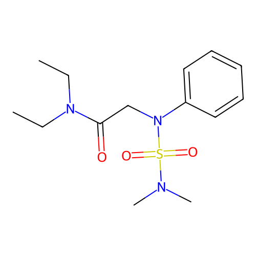 N~2~-(dimethylsulfamoyl)-N,N-diethyl-N~2~-phenylglycinamide structure