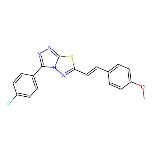 3-(4-fluorophenyl)-6-[(E)-2-(4-methoxyphenyl)ethenyl]-[1,2,4]triazolo[3,4-b][1,3,4]thiadiazole structure