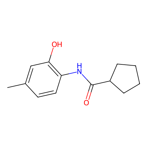 N-(2-hydroxy-4-methylphenyl)cyclopentanecarboxamide structure