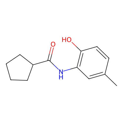 N-(2-hydroxy-5-methylphenyl)cyclopentanecarboxamide structure