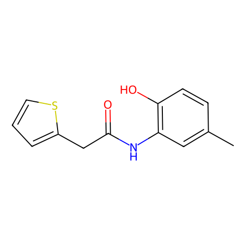 N-(2-hydroxy-5-methylphenyl)-2-(2-thienyl)acetamide structure