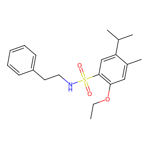 2-ethoxy-5-isopropyl-4-methyl-N-(2-phenylethyl)benzenesulfonamide structure