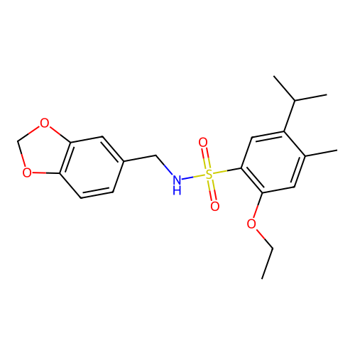 N-(1,3-benzodioxol-5-ylmethyl)-2-ethoxy-5-isopropyl-4-methylbenzenesulfonamide structure