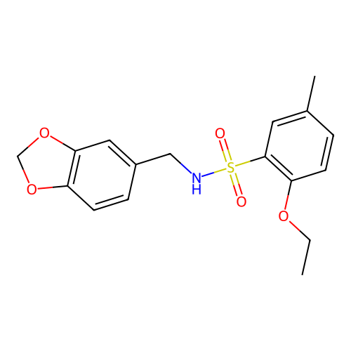 N-(1,3-benzodioxol-5-ylmethyl)-2-ethoxy-5-methylbenzenesulfonamide structure