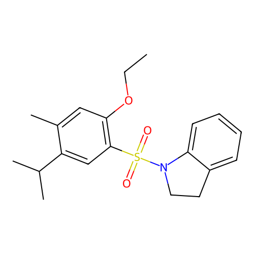 {[2-Ethoxy-4-methyl-5-(methylethyl)phenyl]sulfonyl}indoline structure