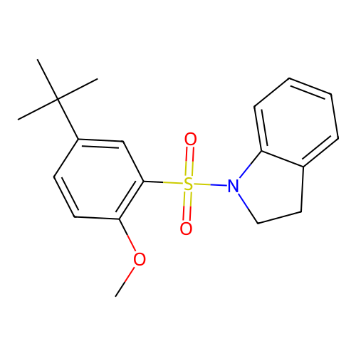 {[5-(Tert-butyl)-2-methoxyphenyl]sulfonyl}indoline structure