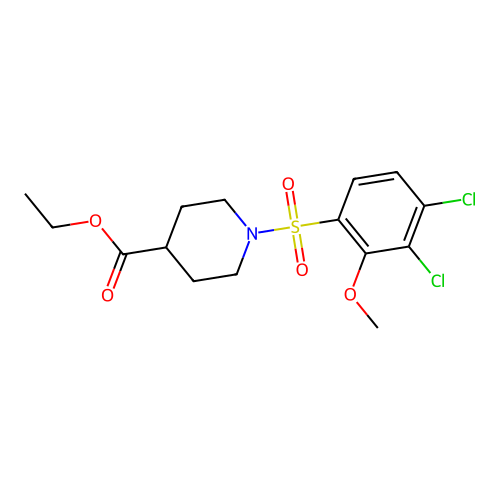 Ethyl 1-(3,4-dichloro-2-methoxyphenyl)sulfonylpiperidine-4-carboxylate structure