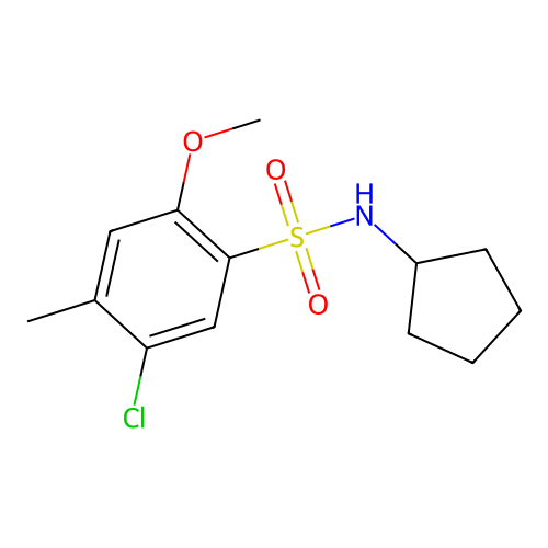 5-chloro-N-cyclopentyl-2-methoxy-4-methylbenzenesulfonamide structure