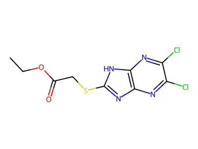 ethyl 2-[(5,6-dichloro-1H-imidazo[4,5-b]pyrazin-2-yl)sulfanyl]acetate structure