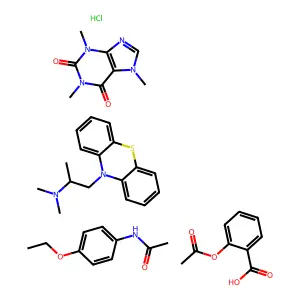 Dihydrocodeine bitartrate, aspirin and caffeine structure