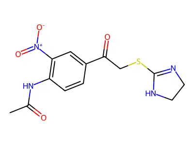 N-(4-(2-((4,5-Dihydro-1H-imidazol-2-yl)thio)acetyl)-2-nitrophenyl)acetamide structure