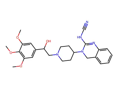 Cyanamide, (3,4-dihydro-3-(1-(2-hydroxy-2-(3,4,5-trimethoxyphenyl)ethyl)-4-piperidinyl)-2-quinazolinyl)- structure