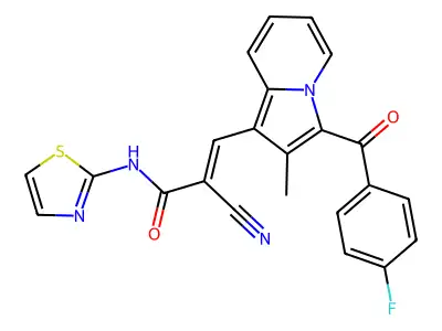 (E)-2-cyano-3-[3-(4-fluorobenzoyl)-2-methylindolizin-1-yl]-N-(1,3-thiazol-2-yl)prop-2-enamide structure