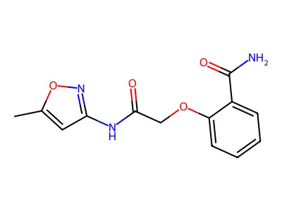 2-[2-[(5-Methyl-1,2-oxazol-3-yl)amino]-2-oxoethoxy]benzamide structure