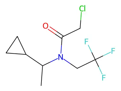 2-chloro-N-(1-cyclopropylethyl)-N-(2,2,2-trifluoroethyl)acetamide structure
