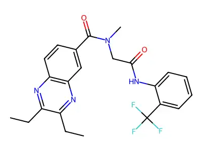 2,3-diethyl-N-methyl-N-[2-oxo-2-[2-(trifluoromethyl)anilino]ethyl]quinoxaline-6-carboxamide structure