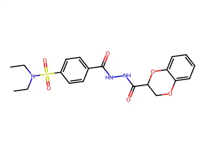 4-[(2,3-dihydro-1,4-benzodioxine-3-carbonylamino)carbamoyl]-N,N-diethylbenzenesulfonamide structure