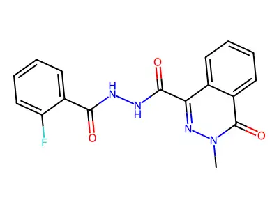 N'-(2-fluorobenzoyl)-3-methyl-4-oxophthalazine-1-carbohydrazide structure